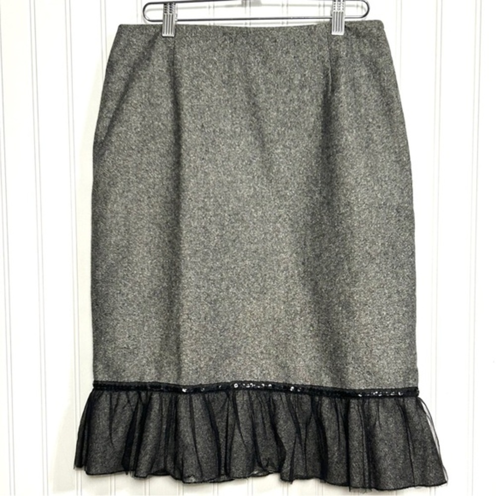 Josephine Chaus Women’s Pencil Skirt with Tulle and Sequin Ruffle Trim Size 6